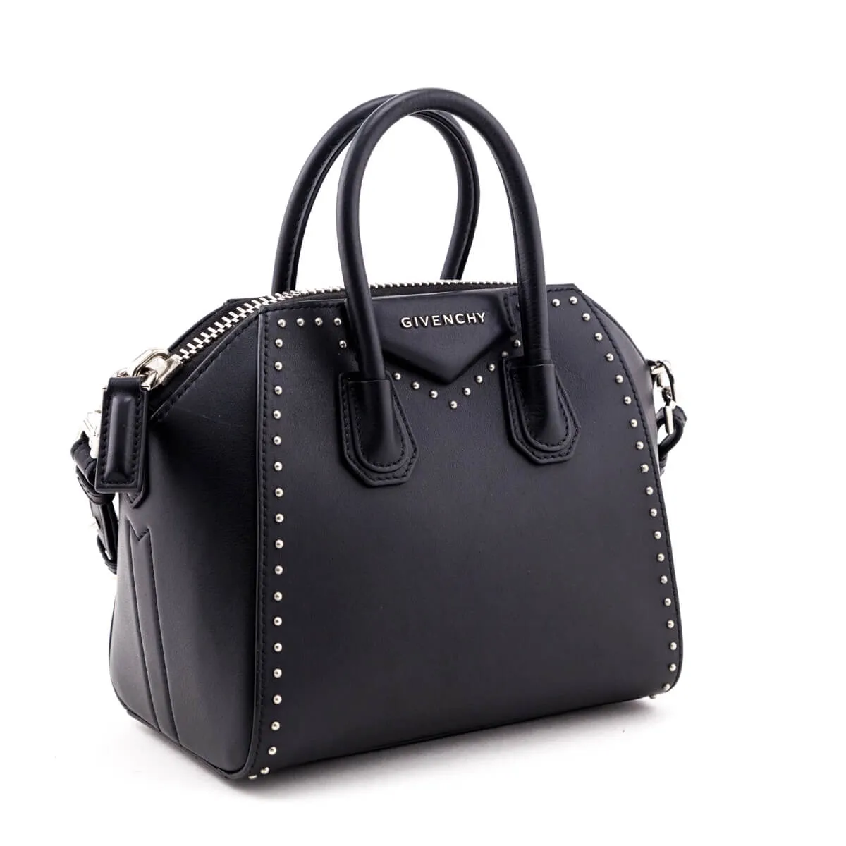 Givenchy Black Smooth Calfskin Mini Studded Antigona Bag