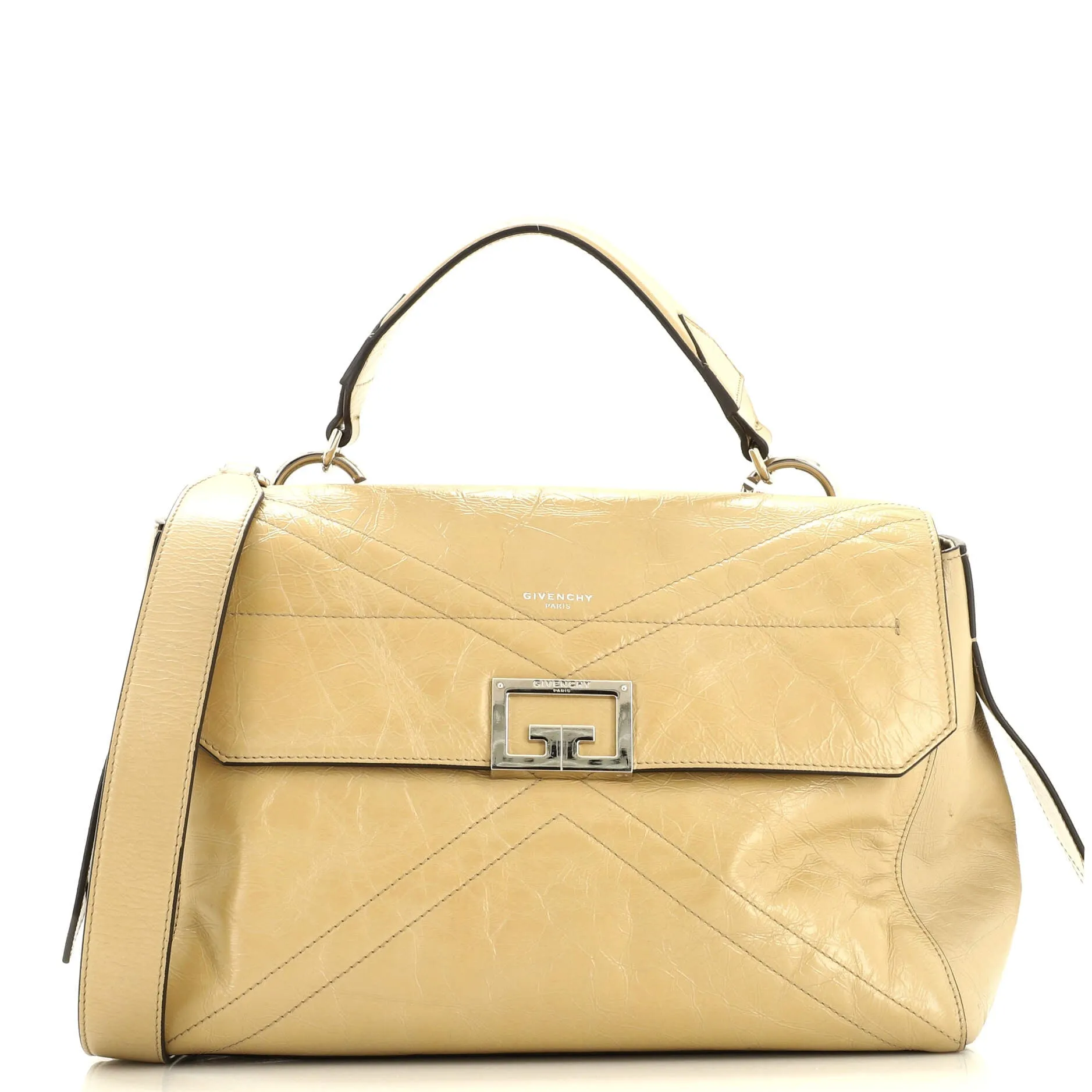 GIVENCHY ID Flap Bag Crinkled Glazed Leather Medium