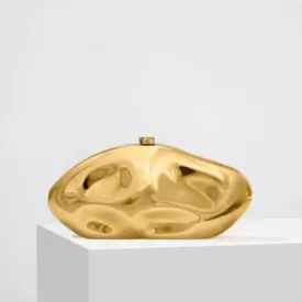 Gold Acrylic Oval Evening Mini Clutch Bag