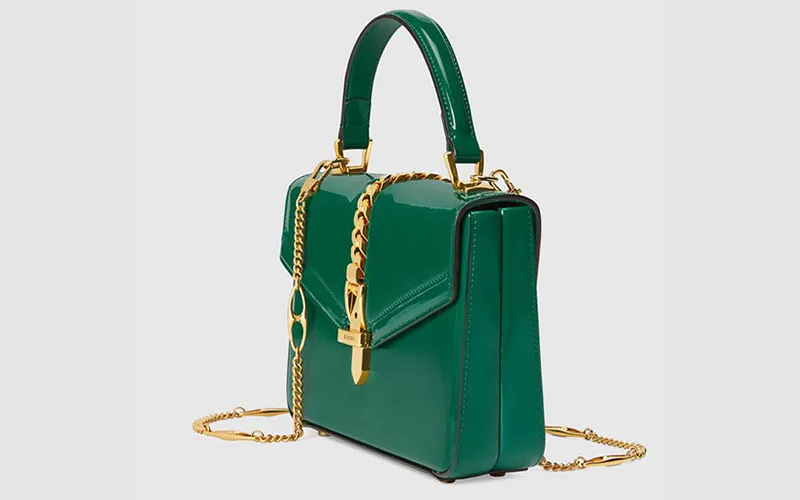 Gucci 1969 Sylvie Top Handle Bag Patent Leather Mini