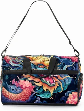 Gym Bag for Women, Carry on Weekender Overnight Bag, Travel Duffel Bags, Personal Item Travel Bag Tote Bag Workout Dance Bag, Chinese Dragon - 7