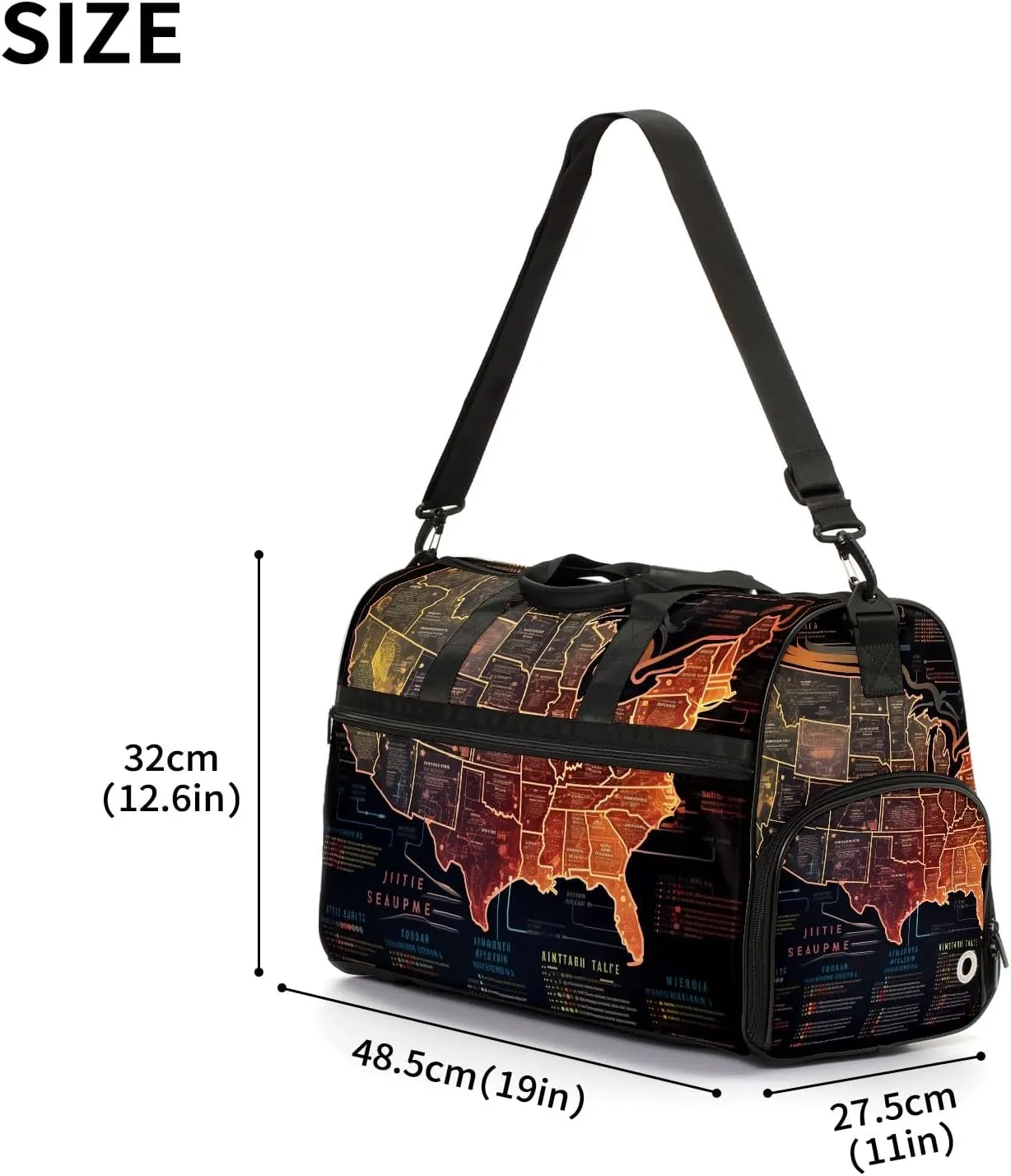 Gym Bag for Women Men, Yoga Bag with Shoe Pocket, Travel Duffel Tote Bag for Plane, Workout, Swimming, Weekend Overnight Bag Carry on Bag Hospital Holdalls, America Map - 40