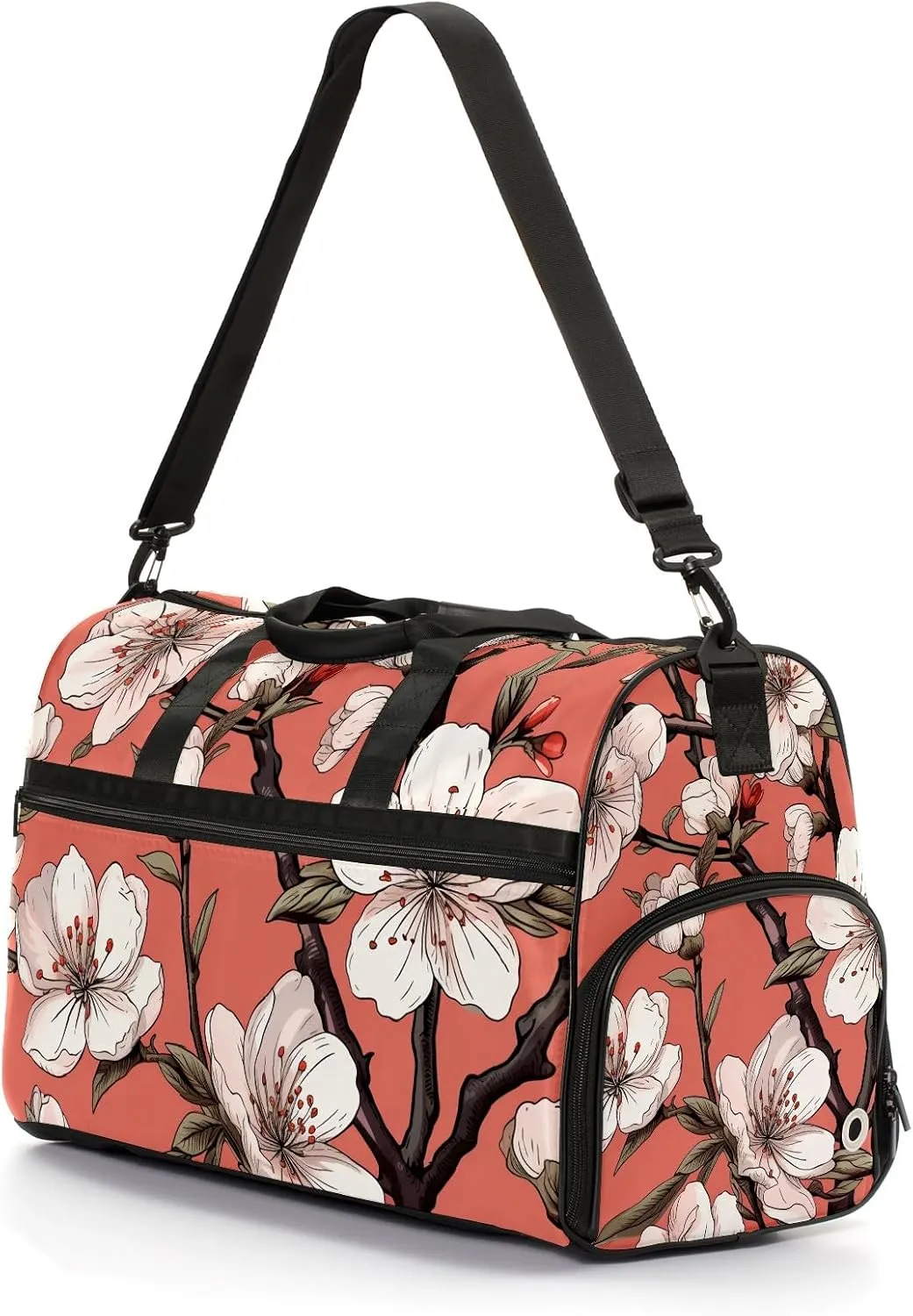 Gym Bag for Women Men, Yoga Bag with Shoe Pocket, Travel Duffel Tote Bag for Plane, Workout, Swimming, Weekend Overnight Bag Carry on Bag Hospital Holdalls, Cute Peach Blossom - 8