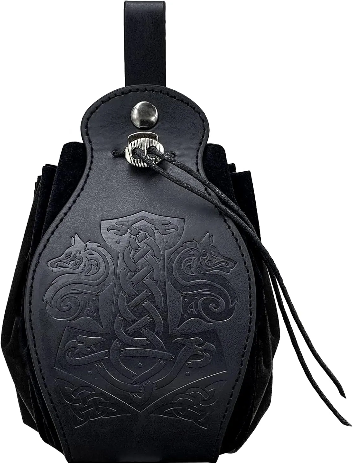 HiiFeuer Medieval Faux Leather Pouch, Portable Drawstring Purse, Vintage Belt Pouch Dice Bag For LARP Ren Faire