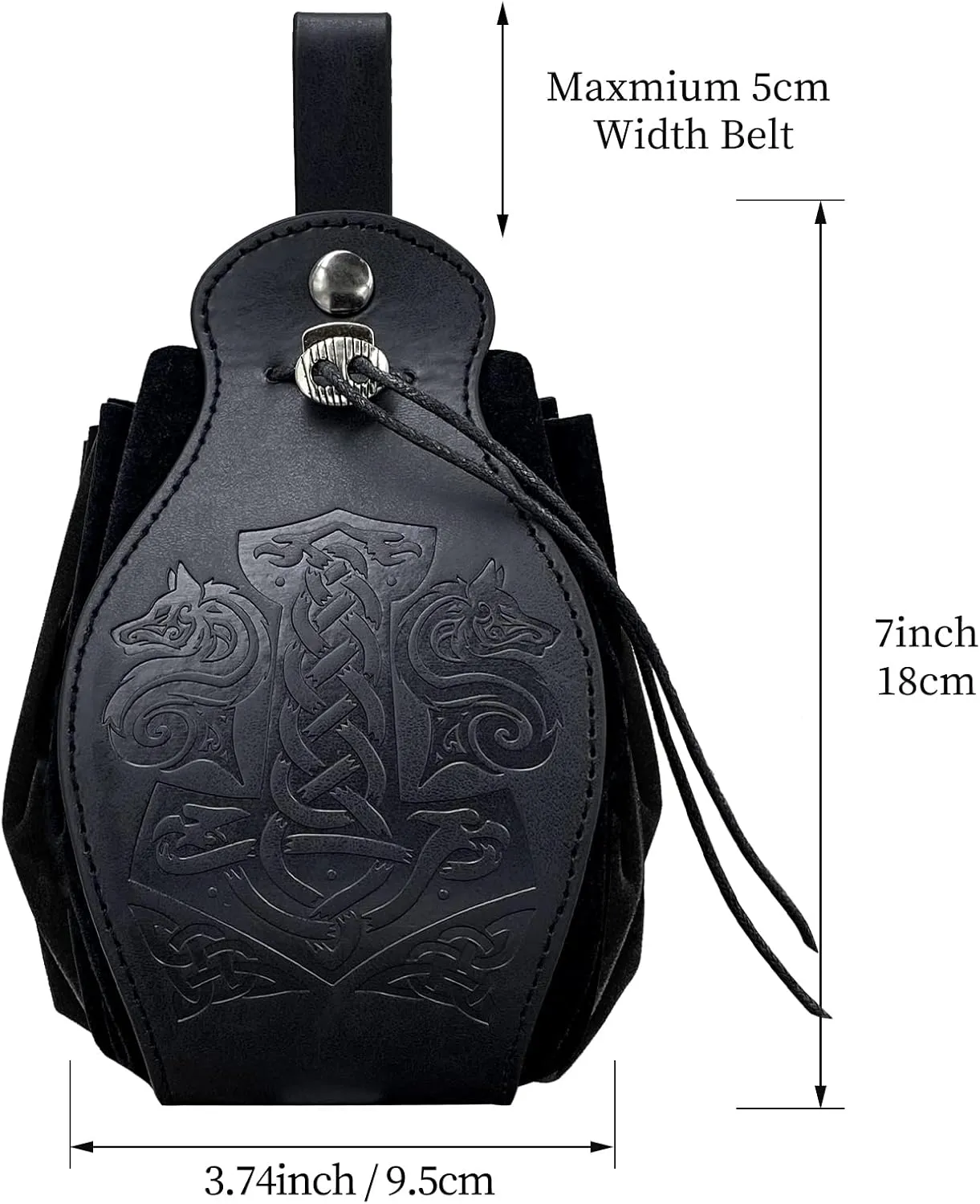 HiiFeuer Medieval Faux Leather Pouch, Portable Drawstring Purse, Vintage Belt Pouch Dice Bag For LARP Ren Faire