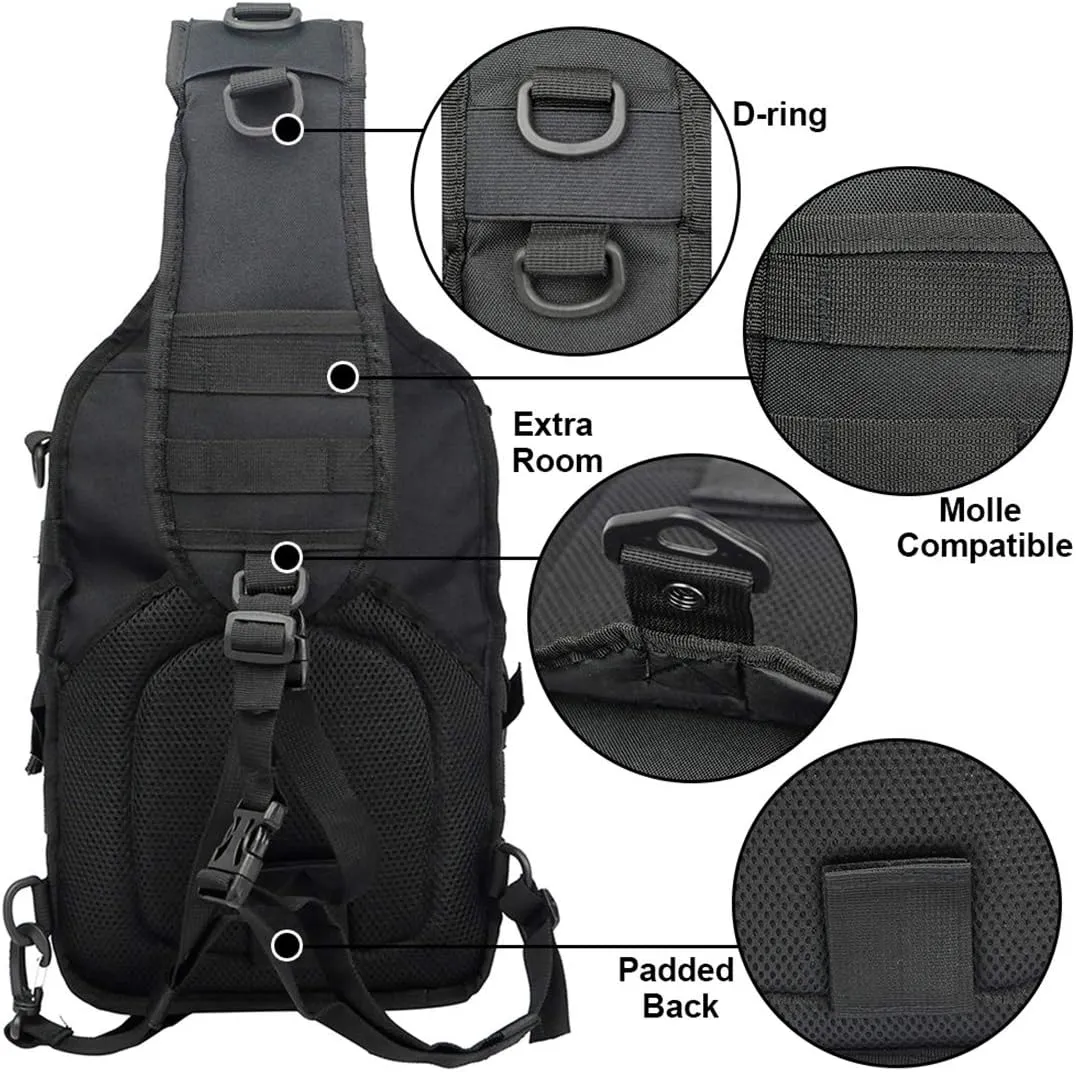 hopopower Tactical Sling Bag Pack Military Rover Shoulder Backpack EDC Assault Range Bag, Water-Resistant