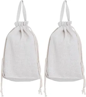 HSOFTIFY 2 Pcs Drawstring Gift Bags with Handle 13x9.8 Inches Reusable Fabric Cloth Presents Sacks for Birthday, Wedding, Anniversary, Party, Christmas (Linen)