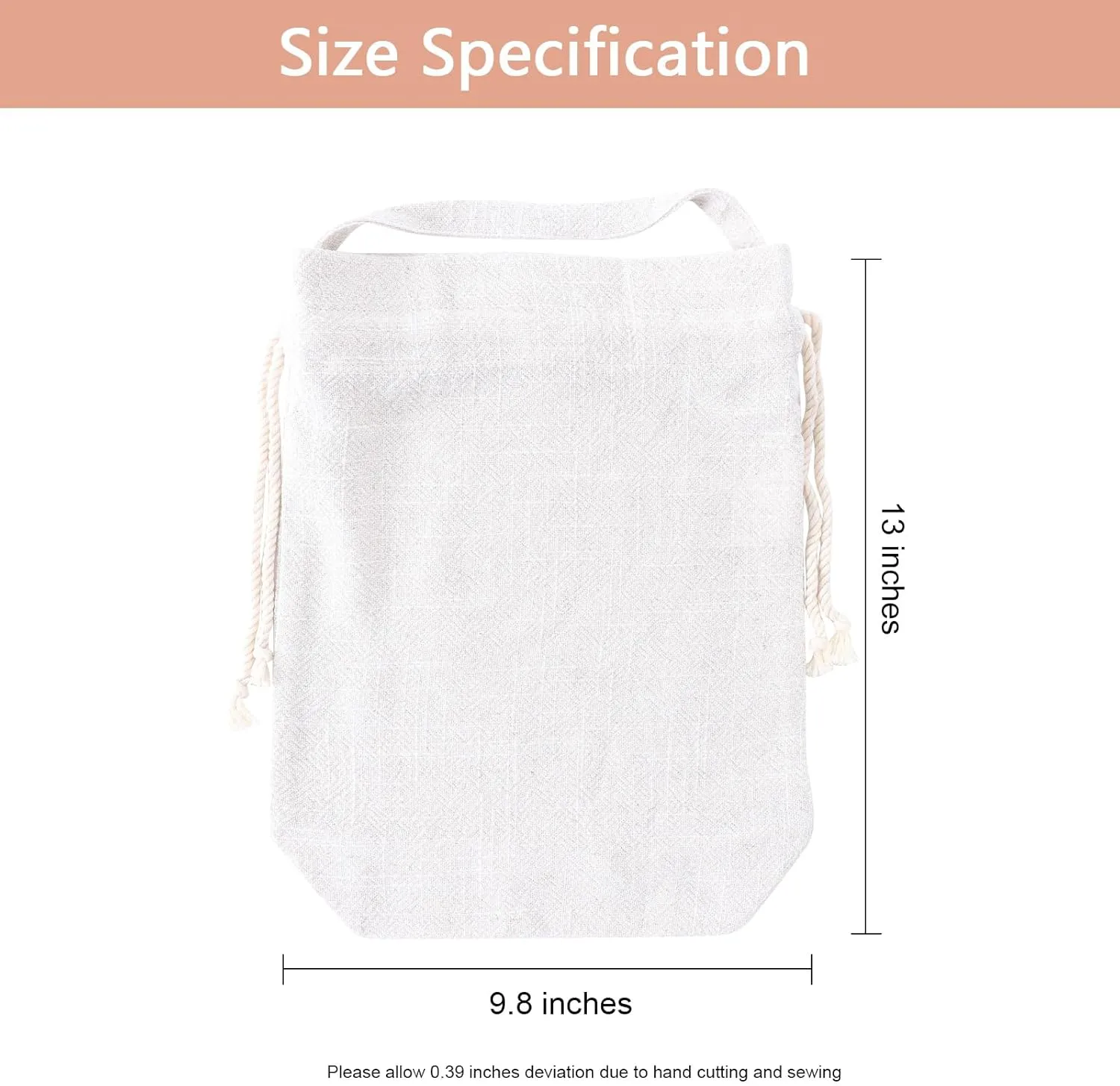 HSOFTIFY 2 Pcs Drawstring Gift Bags with Handle 13x9.8 Inches Reusable Fabric Cloth Presents Sacks for Birthday, Wedding, Anniversary, Party, Christmas (Linen)