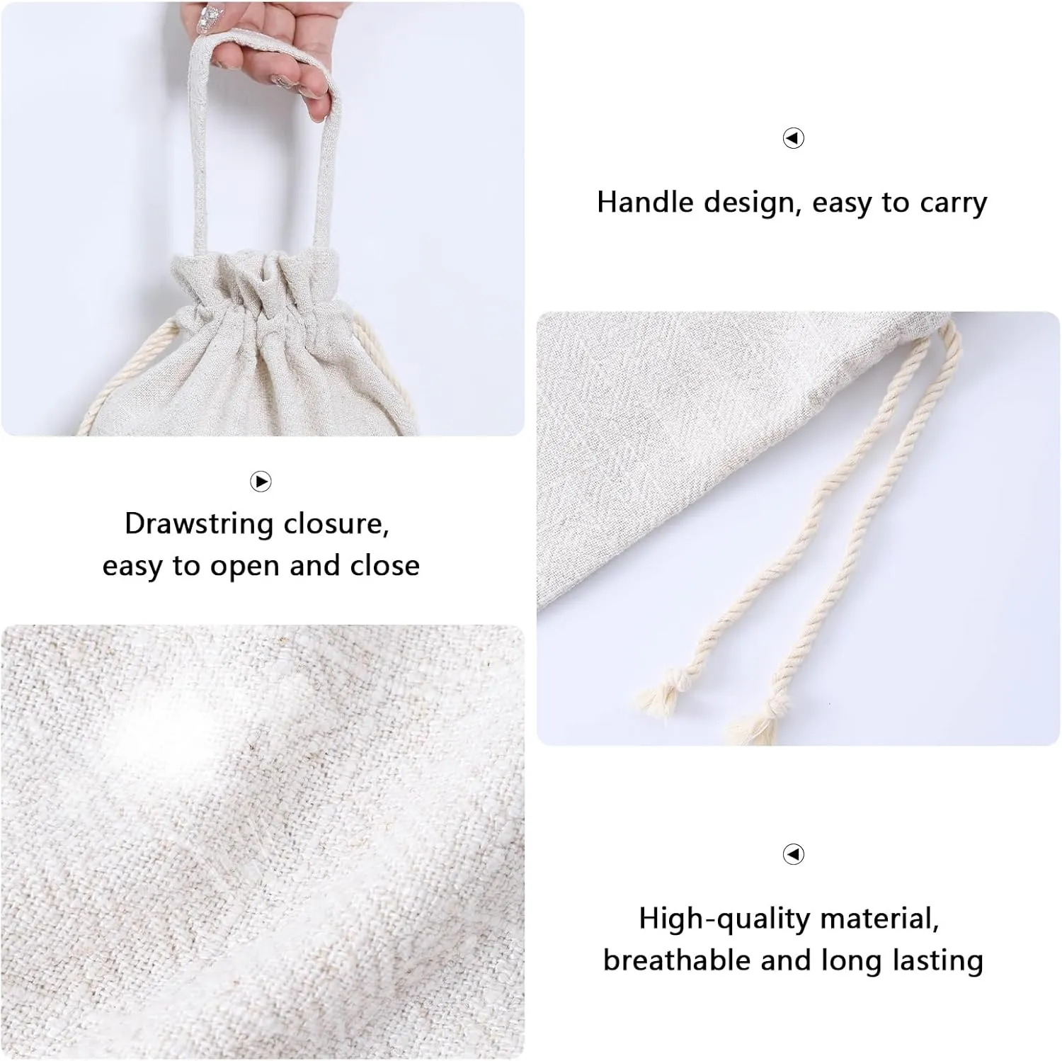 HSOFTIFY 2 Pcs Drawstring Gift Bags with Handle 13x9.8 Inches Reusable Fabric Cloth Presents Sacks for Birthday, Wedding, Anniversary, Party, Christmas (Linen)