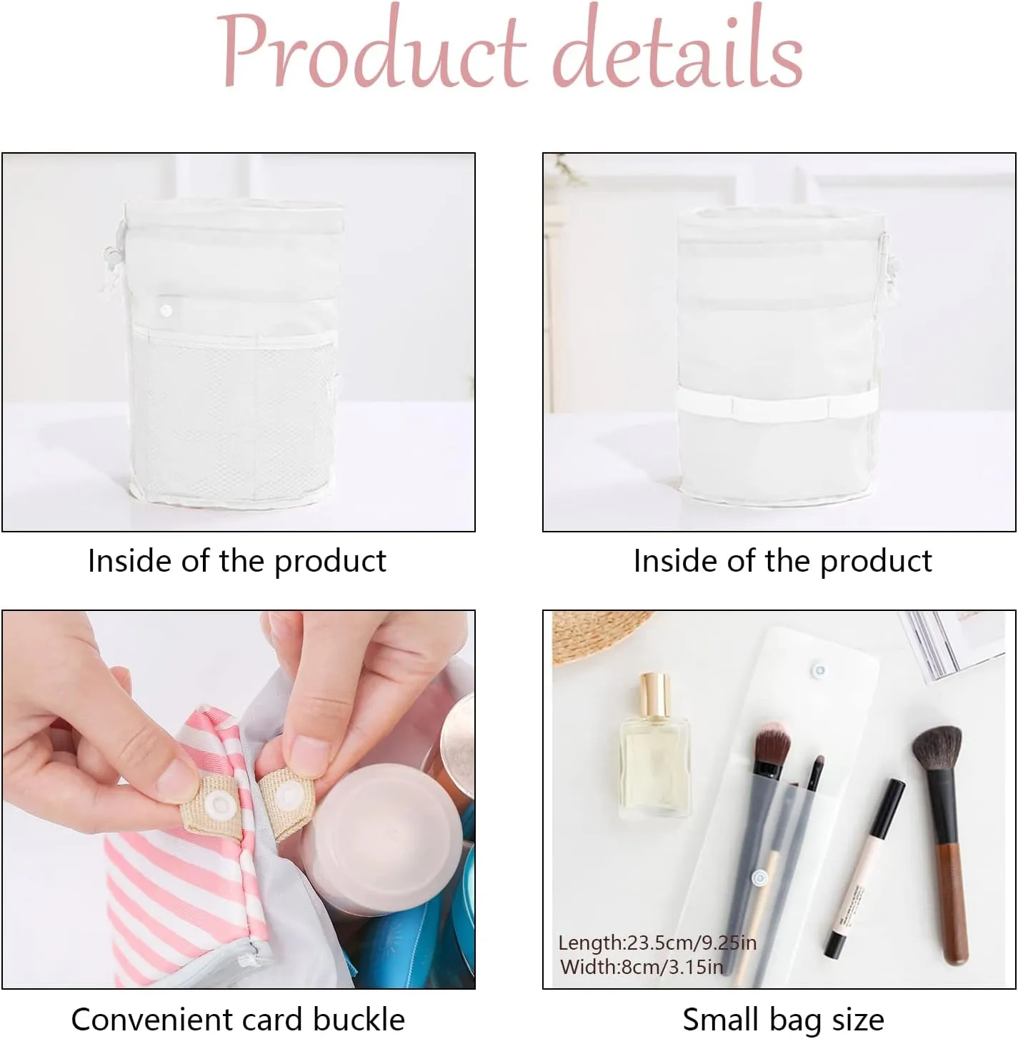 INVODA Cosmetic Bag for Women Portable Makeup Organizer Bag Large Drawstring Makeup Bags Multifunctional Cosmetic Travel Bag Foldable Waterproof Barrel Toiletry Bag (Stripe Gieen)