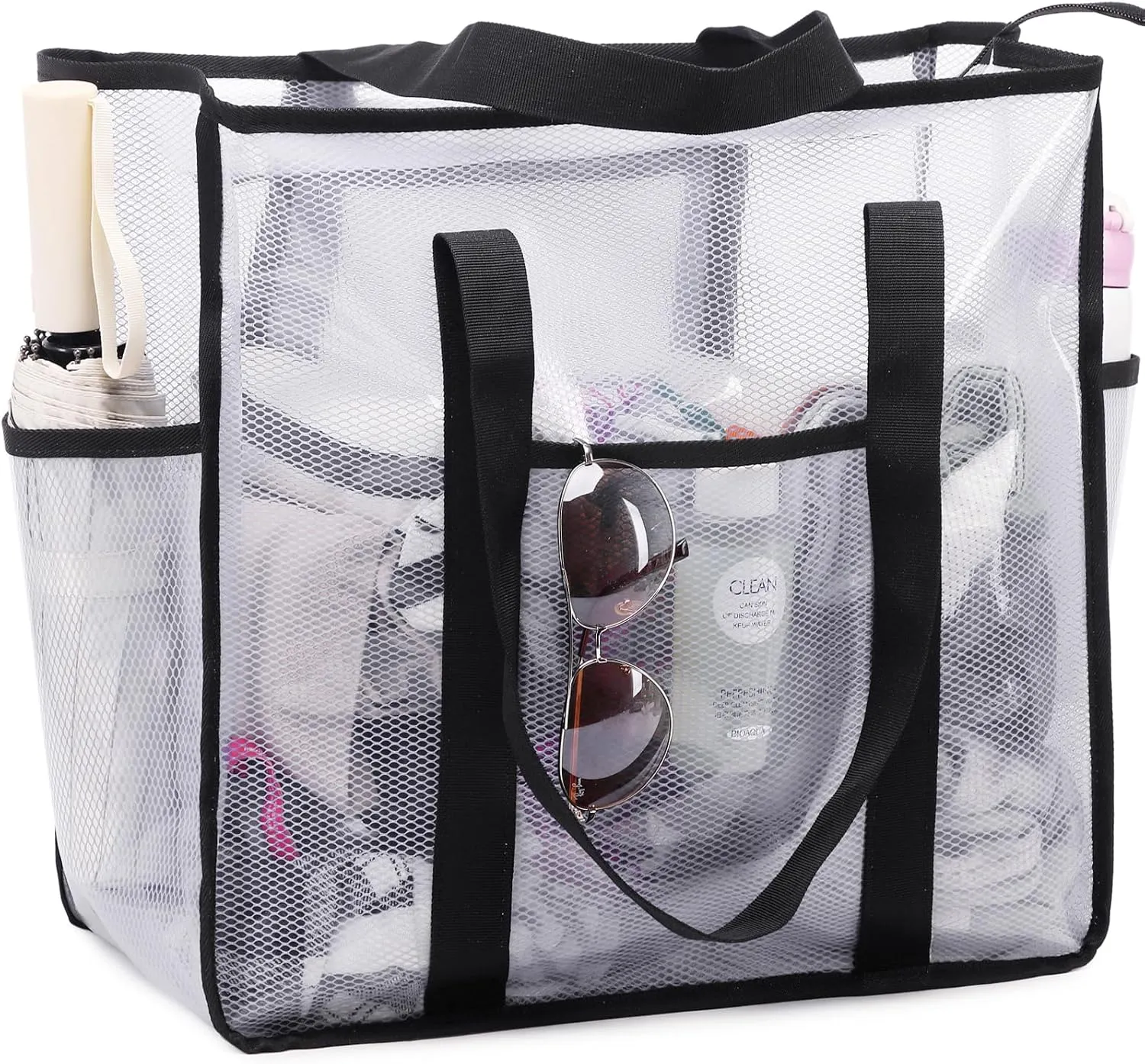 JIANYA Clear Tote Bag Beach Bags for Women Large Waterproof Sandproof Tip-proof Shoudler Tote Bag Swim Pool Bag