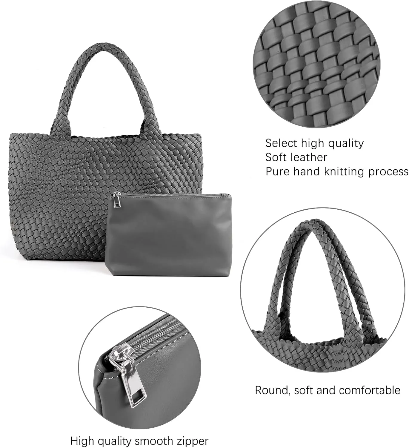 LMKIDS Woven Bag for Women, Vegan Leather Tote Bag Large Summer Beach Travel Handbag and Purse Retro Handmade Shoulder Bag