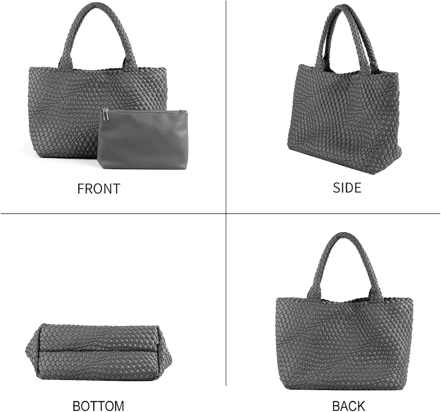 LMKIDS Woven Bag for Women, Vegan Leather Tote Bag Large Summer Beach Travel Handbag and Purse Retro Handmade Shoulder Bag
