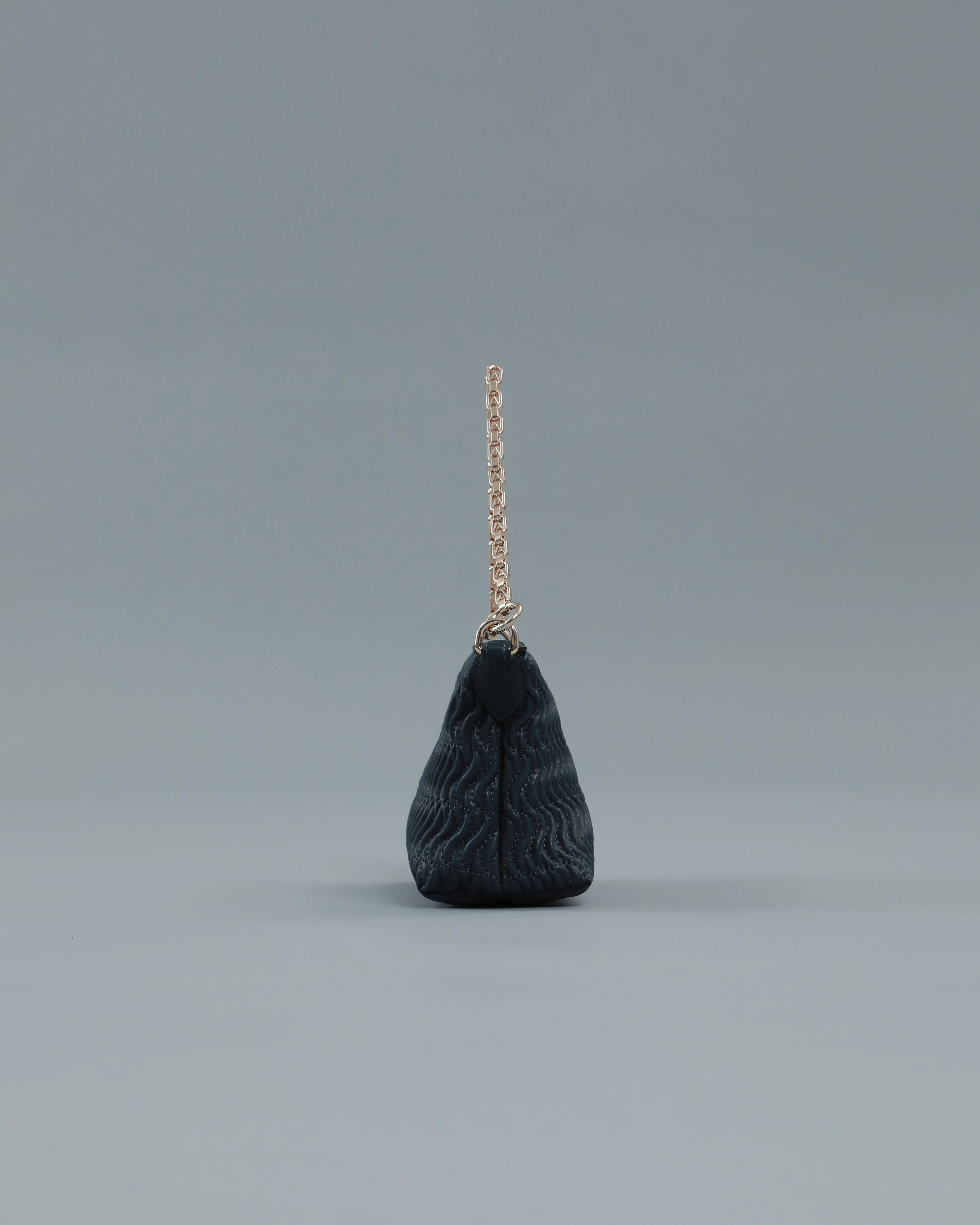 Mini Quilted Shoulder Bag in Navy Blue