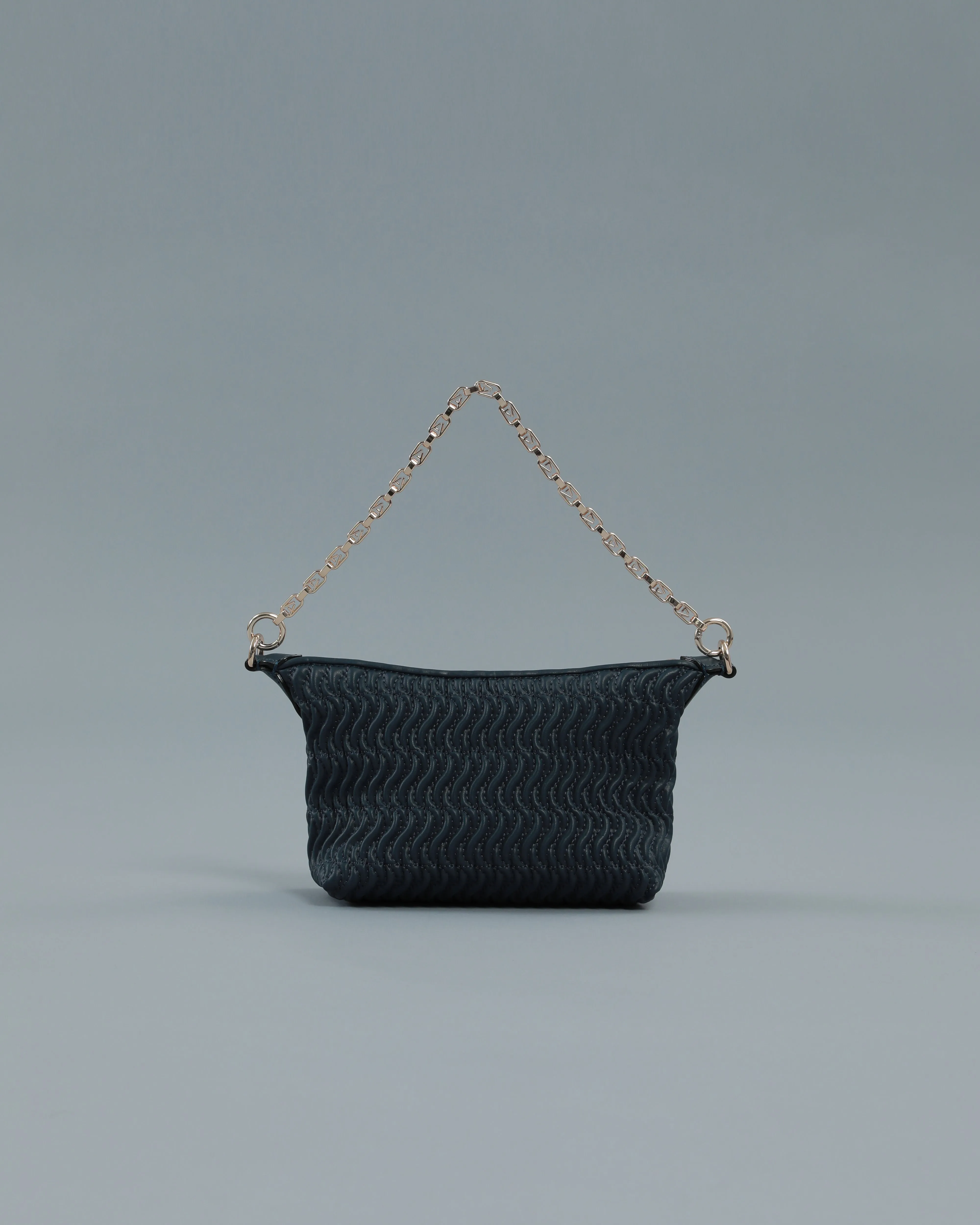 Mini Quilted Shoulder Bag in Navy Blue