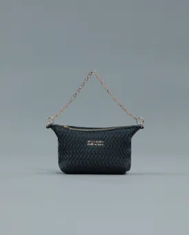 Mini Quilted Shoulder Bag in Navy Blue