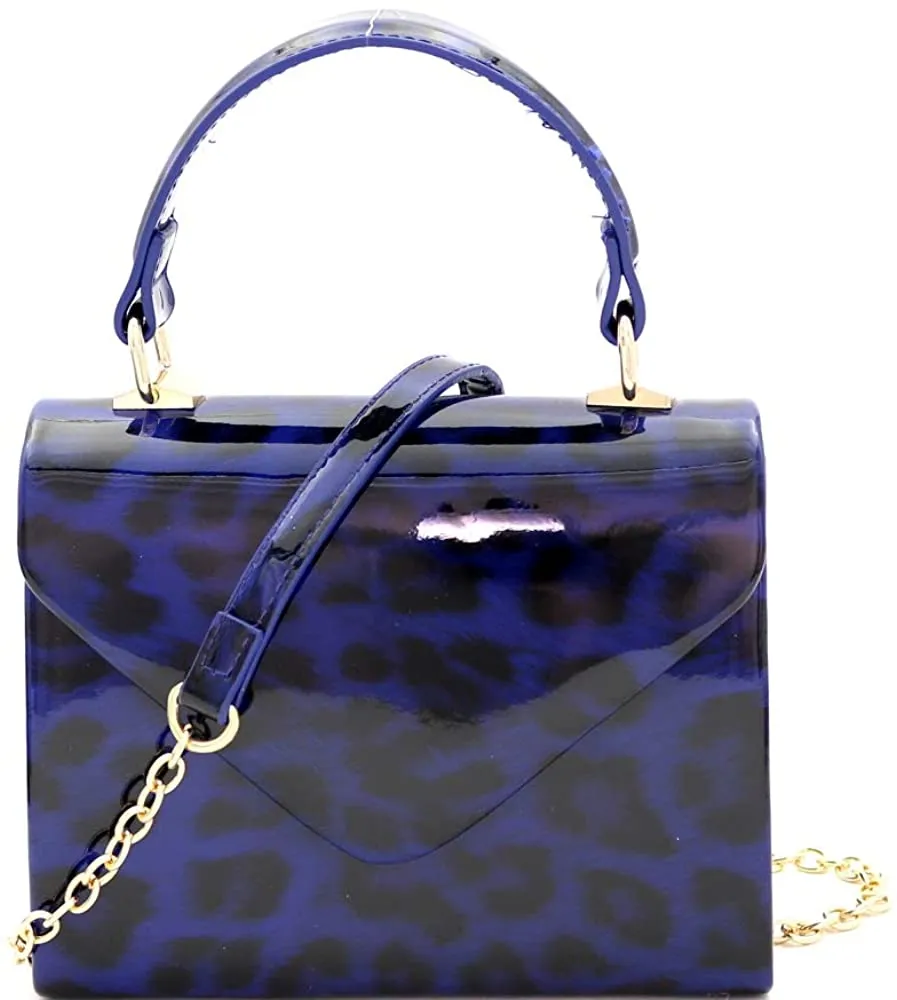 Mini Retro Glitter Rose Gold Box Flap leather Satchel Crossbody Handbag