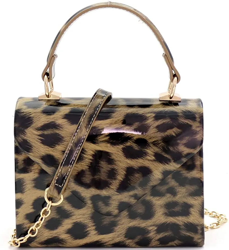 Mini Retro Glitter Rose Gold Box Flap leather Satchel Crossbody Handbag