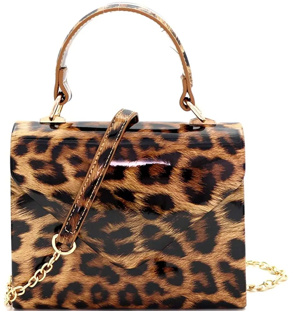 Mini Retro Glitter Rose Gold Box Flap leather Satchel Crossbody Handbag