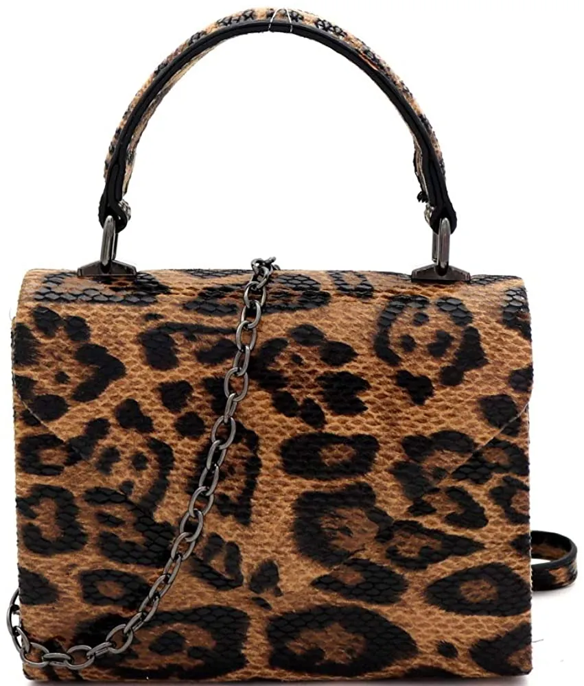 Mini Retro Glitter Rose Gold Box Flap leather Satchel Crossbody Handbag