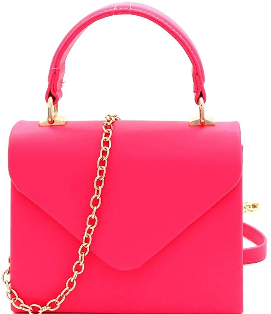 Mini Retro Glitter Rose Gold Box Flap leather Satchel Crossbody Handbag
