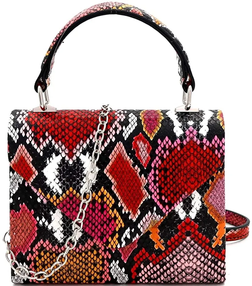 Mini Retro Glitter Rose Gold Box Flap leather Satchel Crossbody Handbag