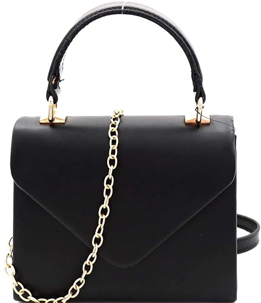 Mini Retro Glitter Rose Gold Box Flap leather Satchel Crossbody Handbag