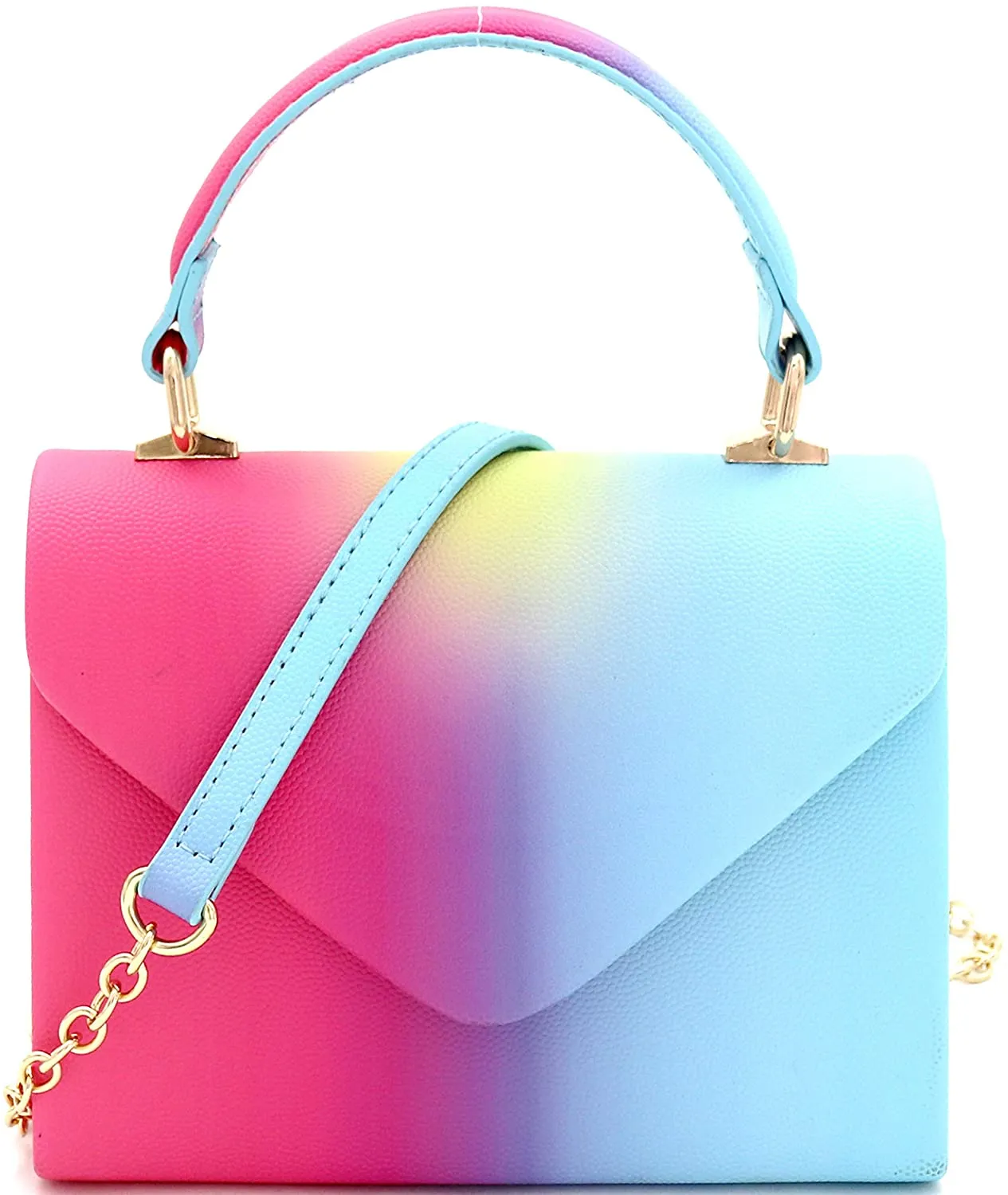 Mini Retro Glitter Rose Gold Box Flap leather Satchel Crossbody Handbag
