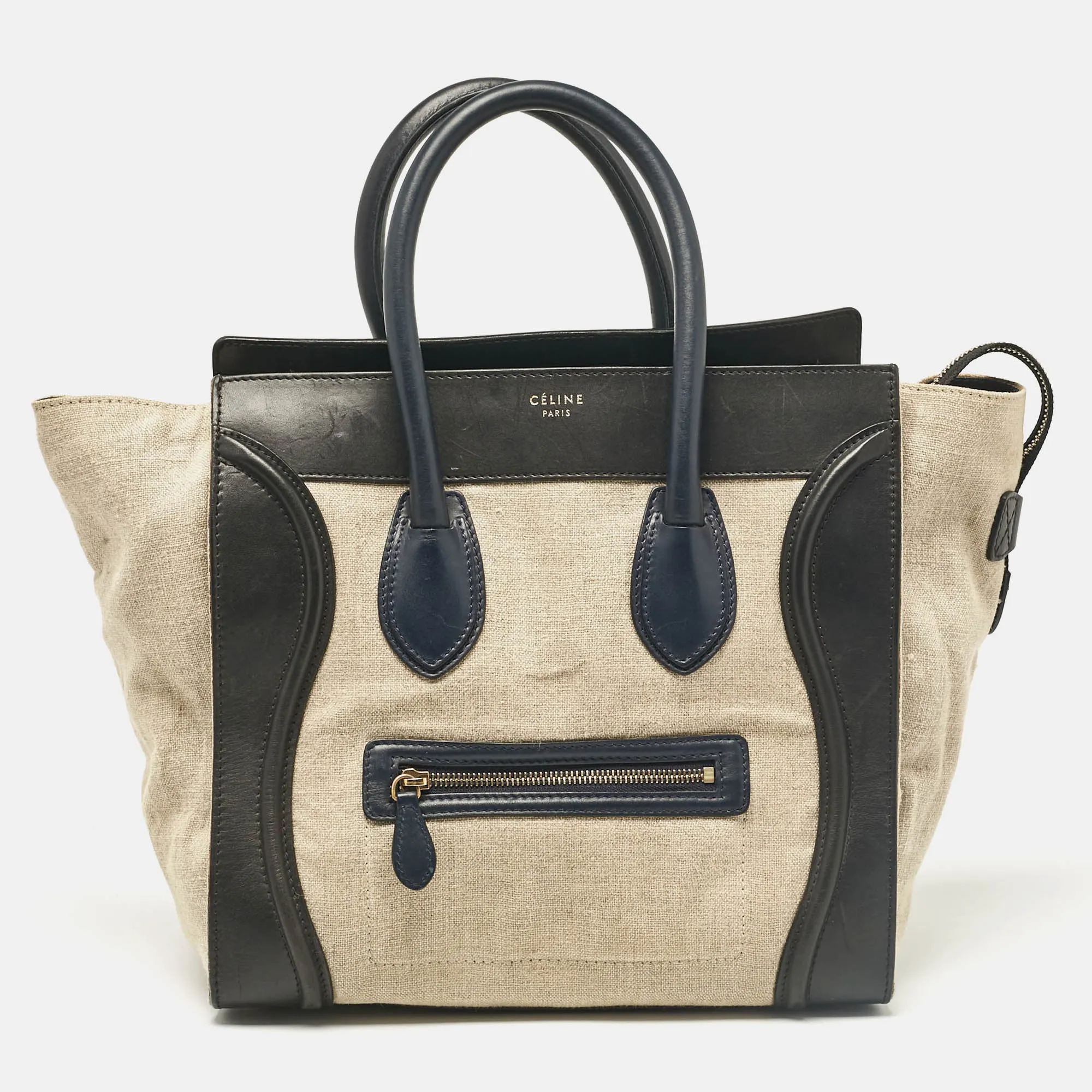 Multicolor Canvas and Leather Mini Luggage Tote