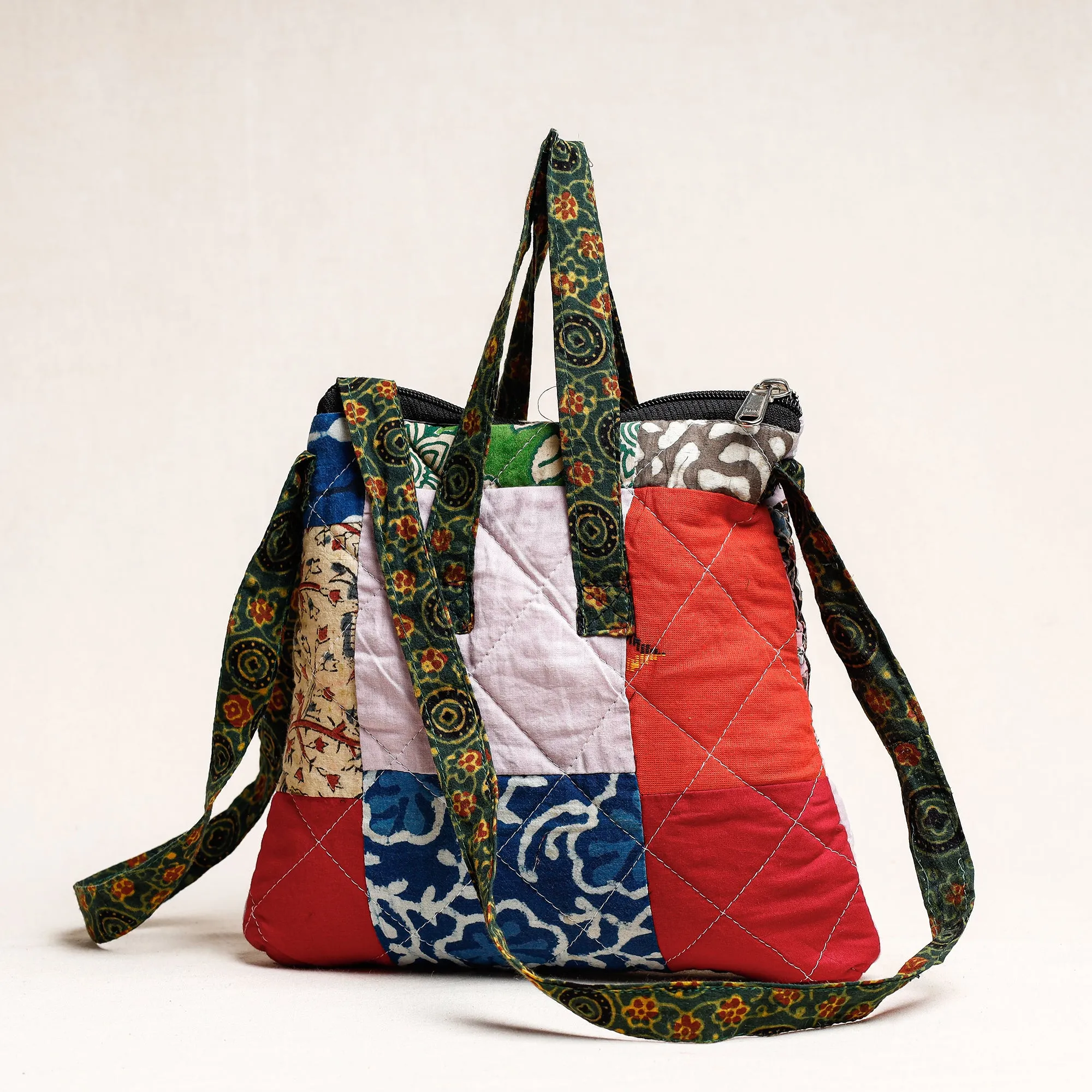 Multicolor - Handmade Block Printed Quilted Cotton Patchwork Sling Bag