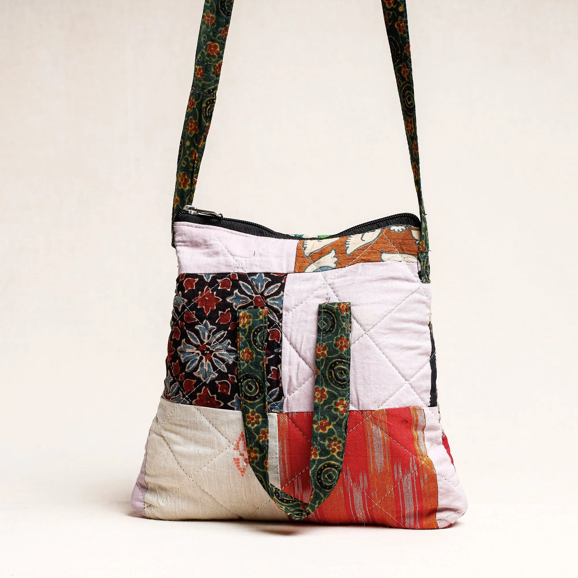Multicolor - Handmade Block Printed Quilted Cotton Patchwork Sling Bag