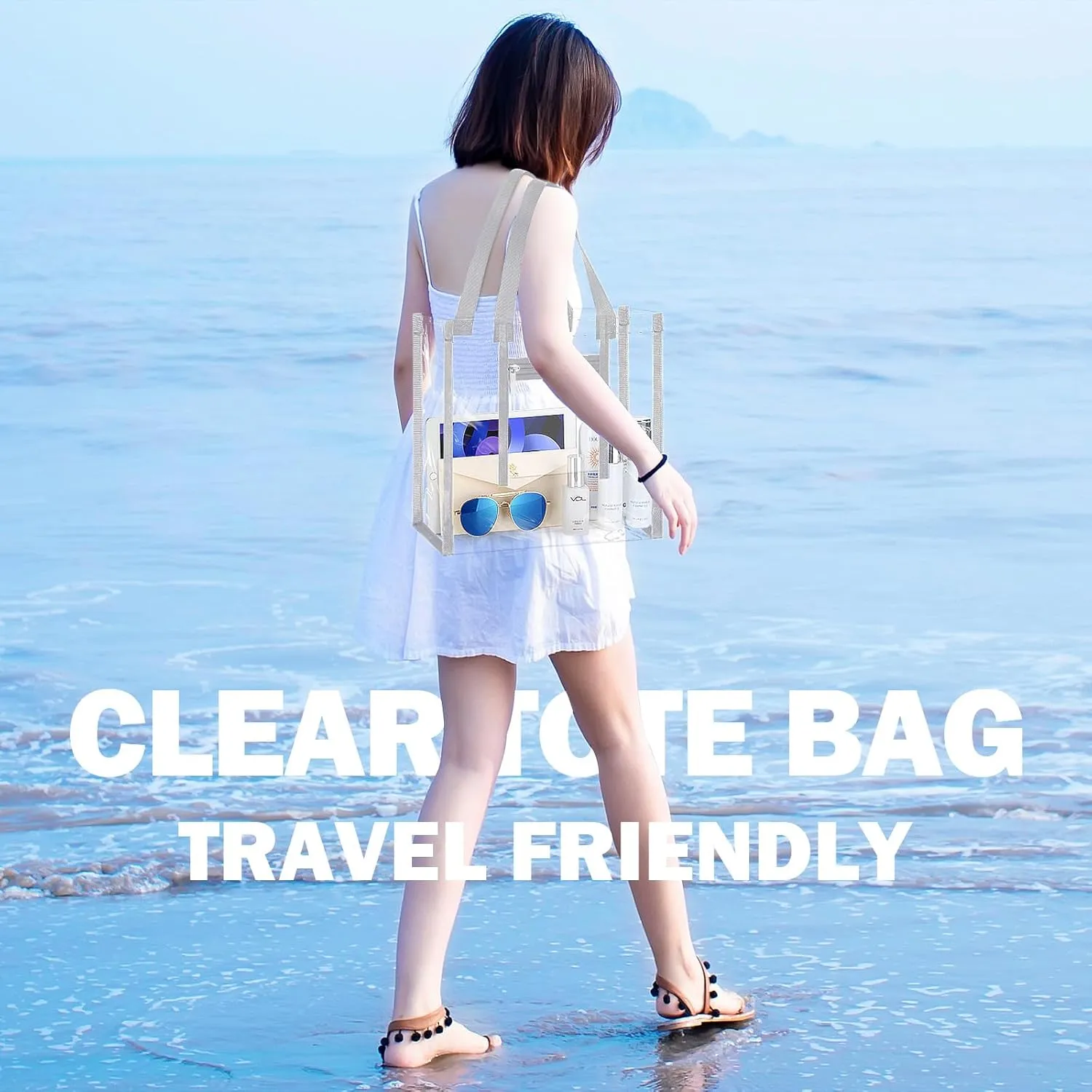 NATURAL STYLE 2 Pack Clear Stadium Approved Tote Bags, 12x6x12 Clear Bag for Concerts, Sporting Events, Music Festivals