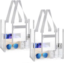 NATURAL STYLE 2 Pack Clear Stadium Approved Tote Bags, 12x6x12 Clear Bag for Concerts, Sporting Events, Music Festivals