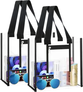 NATURAL STYLE 2 Pack Clear Stadium Approved Tote Bags, 12x6x12 Clear Bag for Concerts, Sporting Events, Music Festivals
