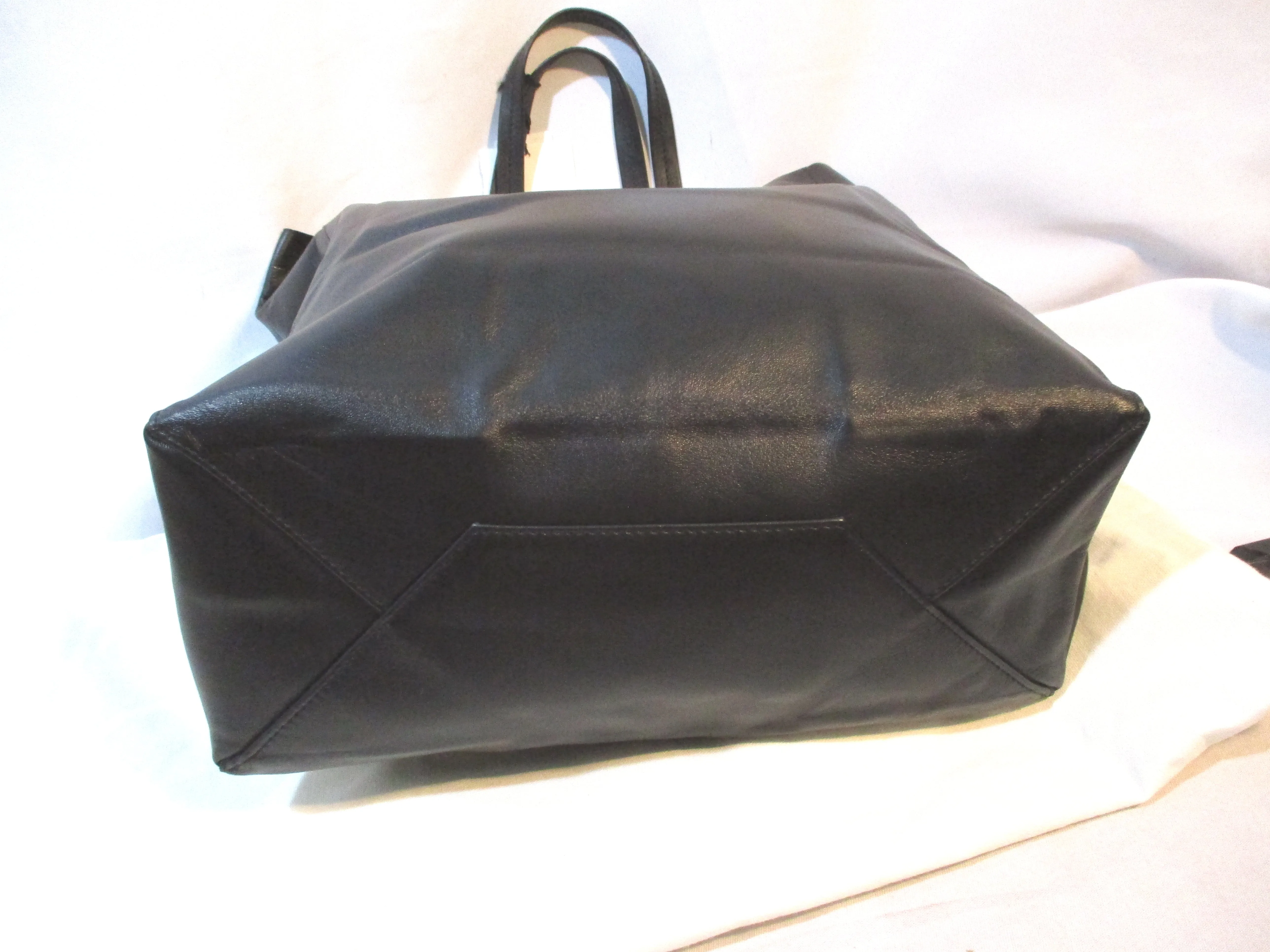 NEW CELINE CABAS NAVY BLUE GOLD BUCK Deer Leather Tote Bag NWT Italy