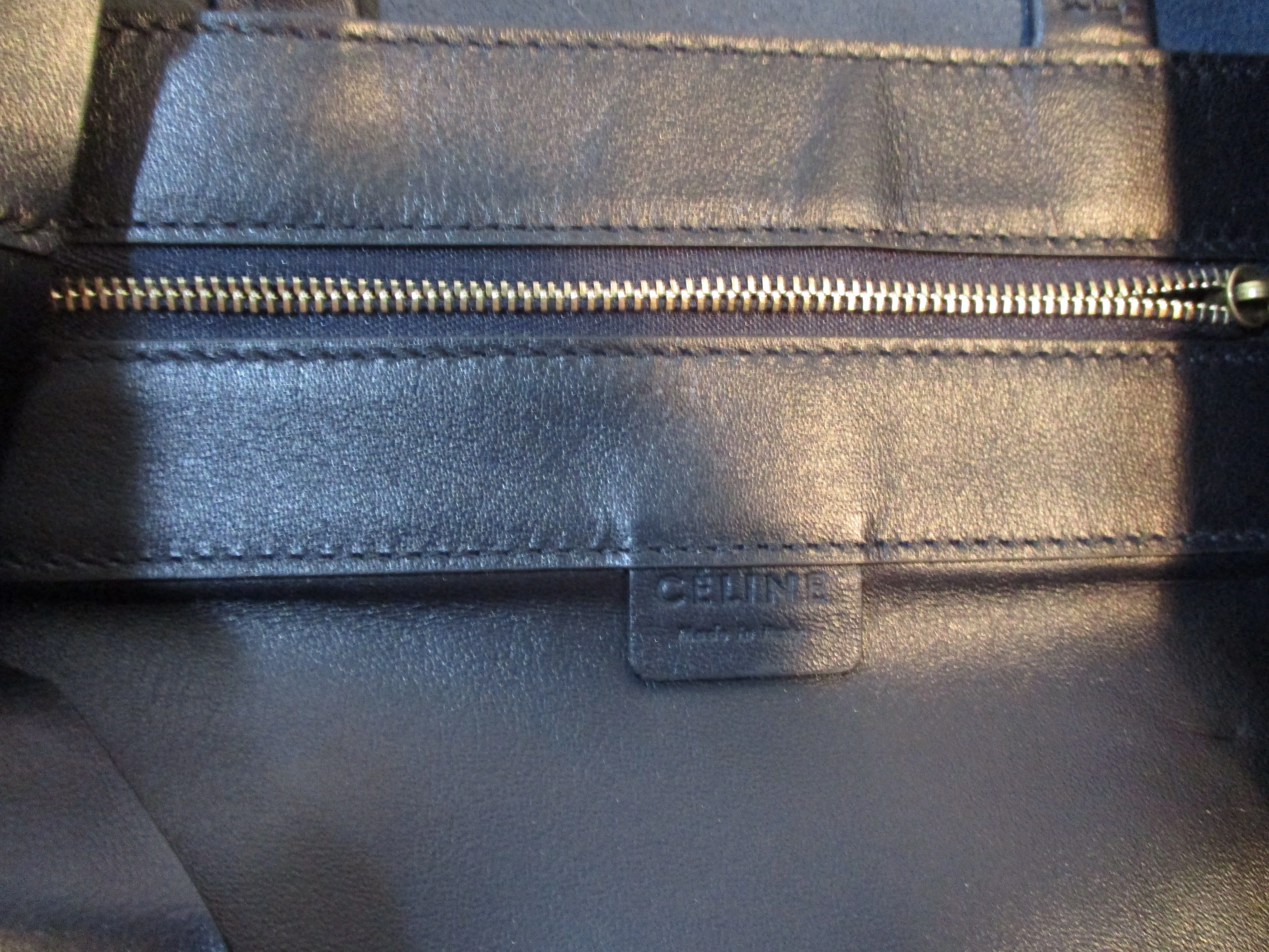 NEW CELINE CABAS NAVY BLUE GOLD BUCK Deer Leather Tote Bag NWT Italy