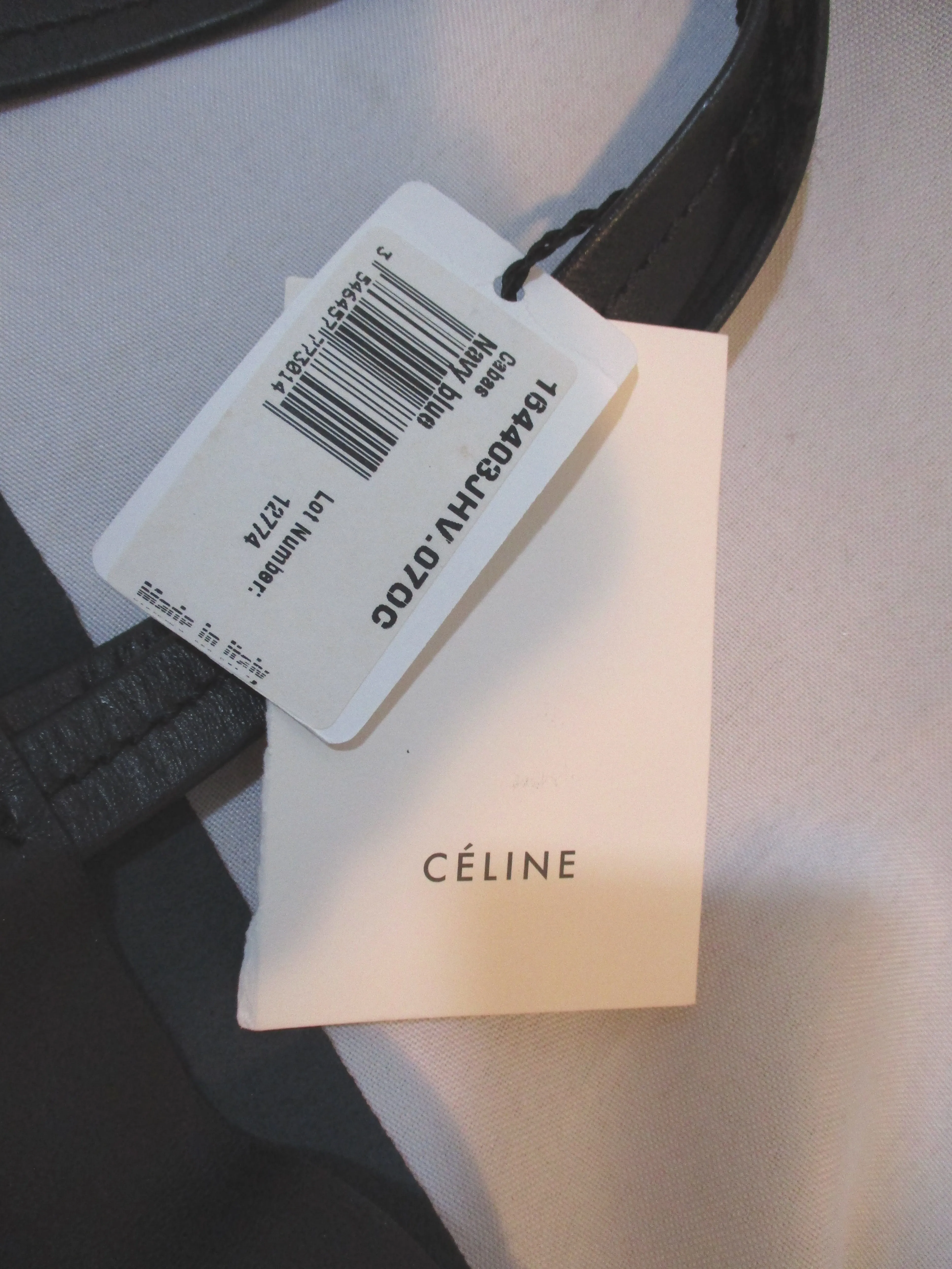NEW CELINE CABAS NAVY BLUE GOLD BUCK Deer Leather Tote Bag NWT Italy