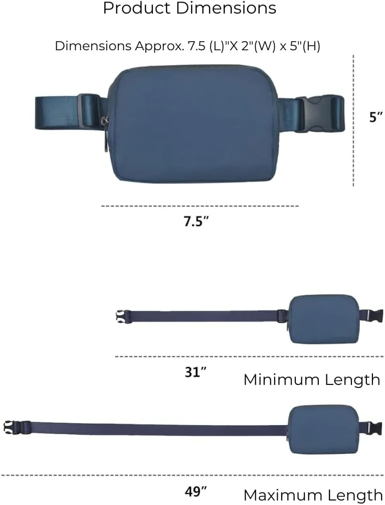 NGIL Mini Belt Bag for Women Crossbody Pack Workout Traveling Running Hiking Waist Bag with Adjustable Strap(Navy)