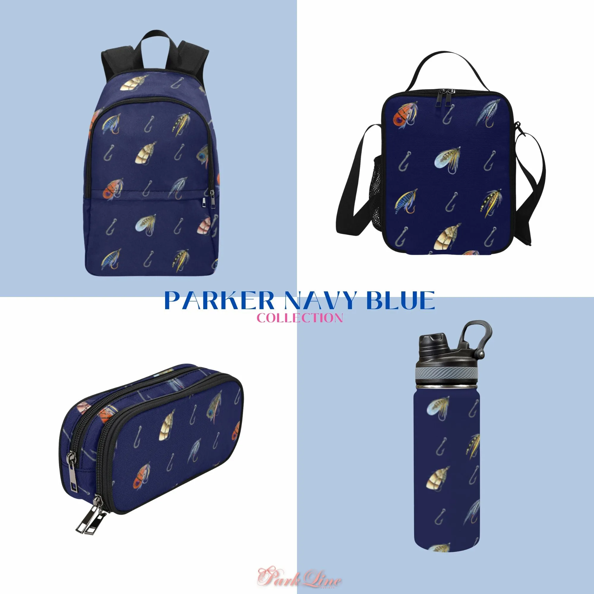 Parker in Blue Lunch Bag for Kids - Durable Nylon, Thermal Insulation