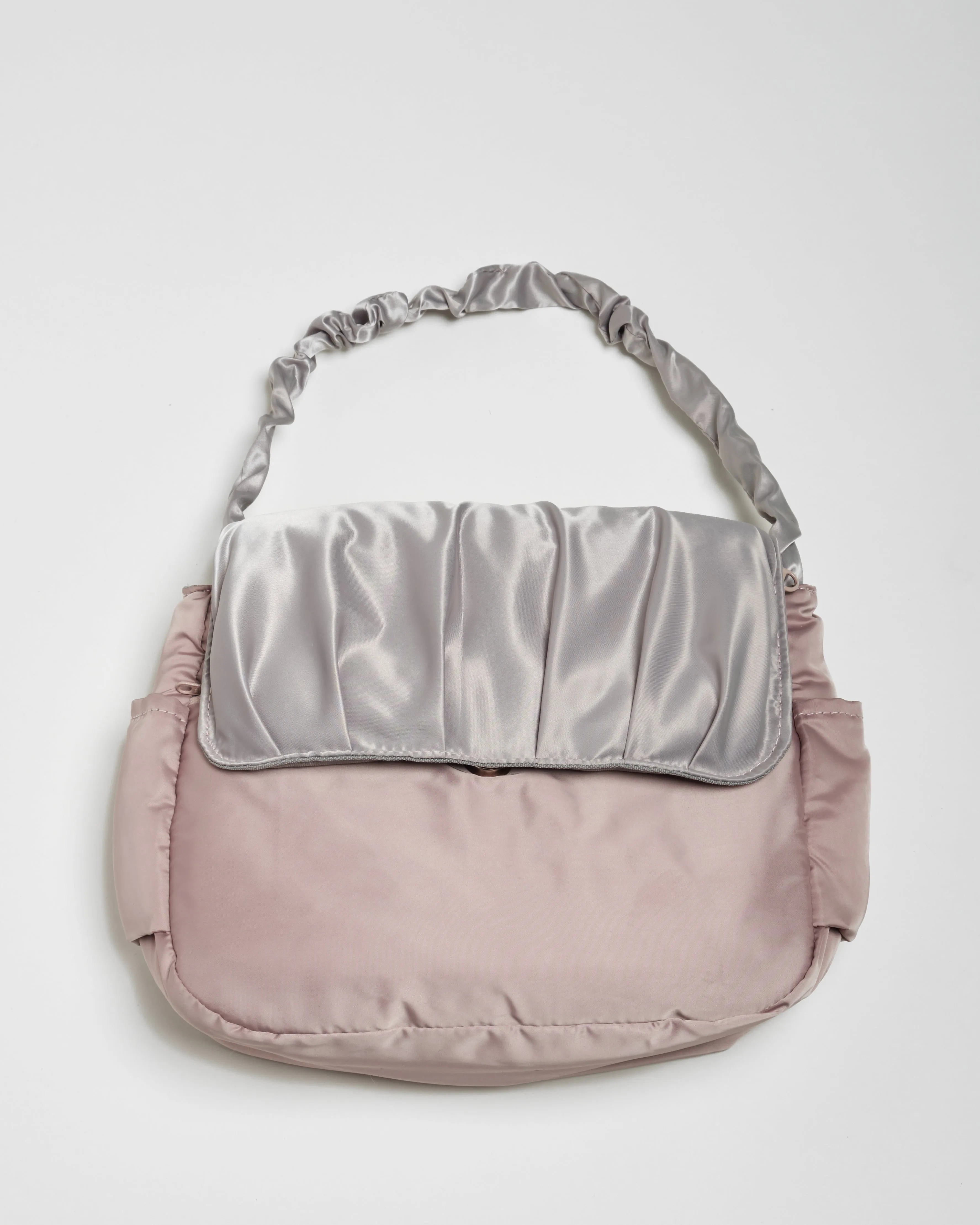 Pleats Pink Grey Multi-Carry Crossbody Bag