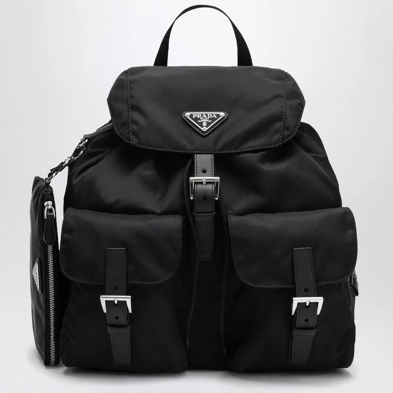 PRADA Recyclable Mini Nylon and Leather Backpack with Pouch