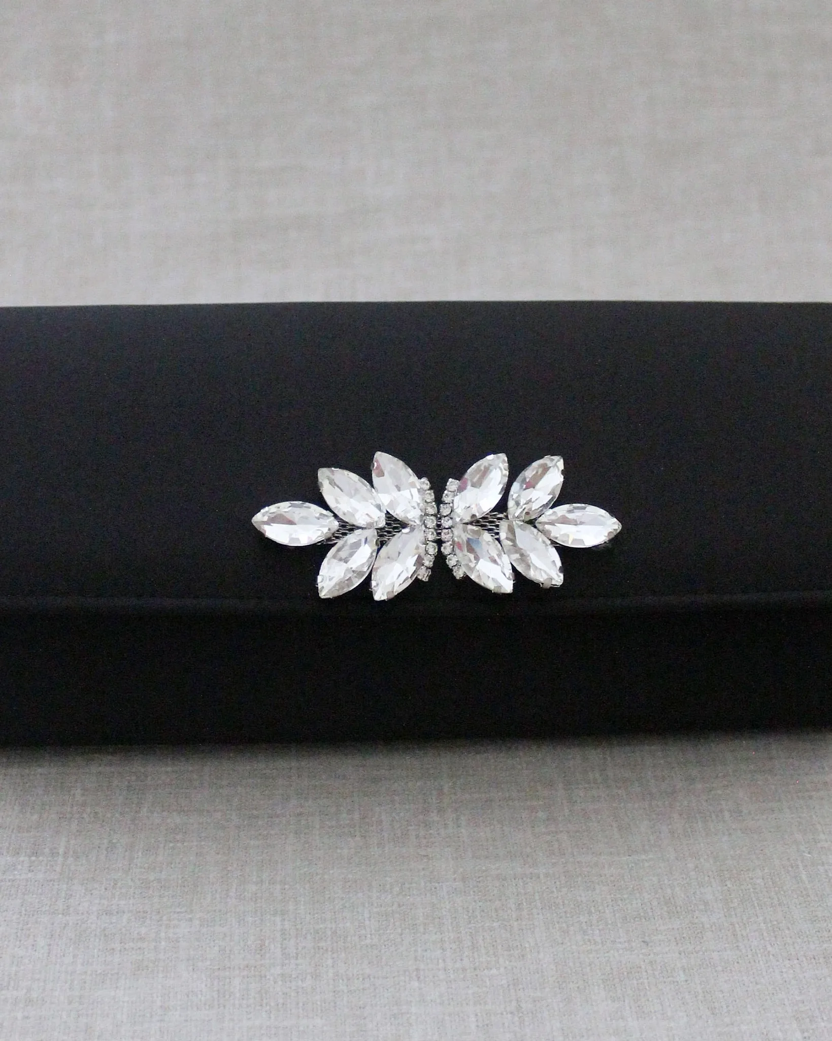 Satin Evening Clutch with Butterfly Brooch