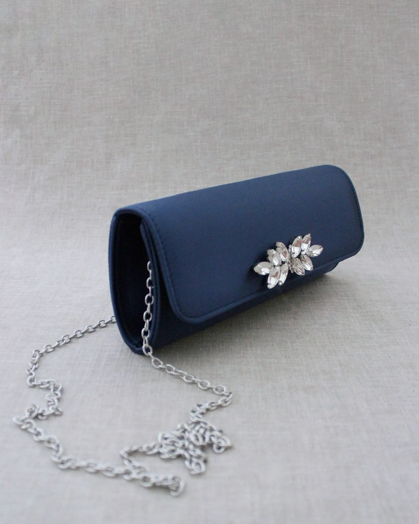 Satin Evening Clutch with Butterfly Brooch