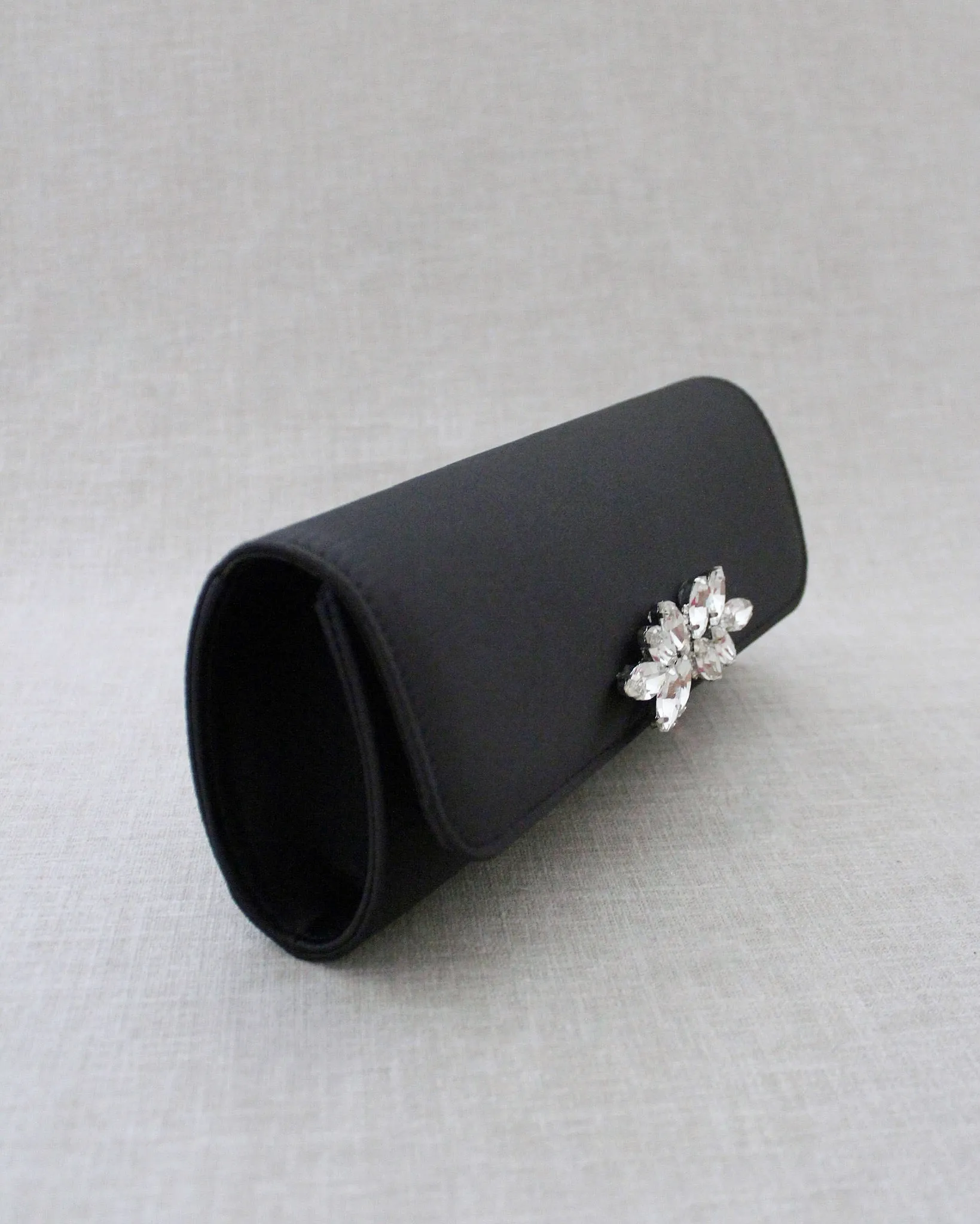 Satin Evening Clutch with Butterfly Brooch