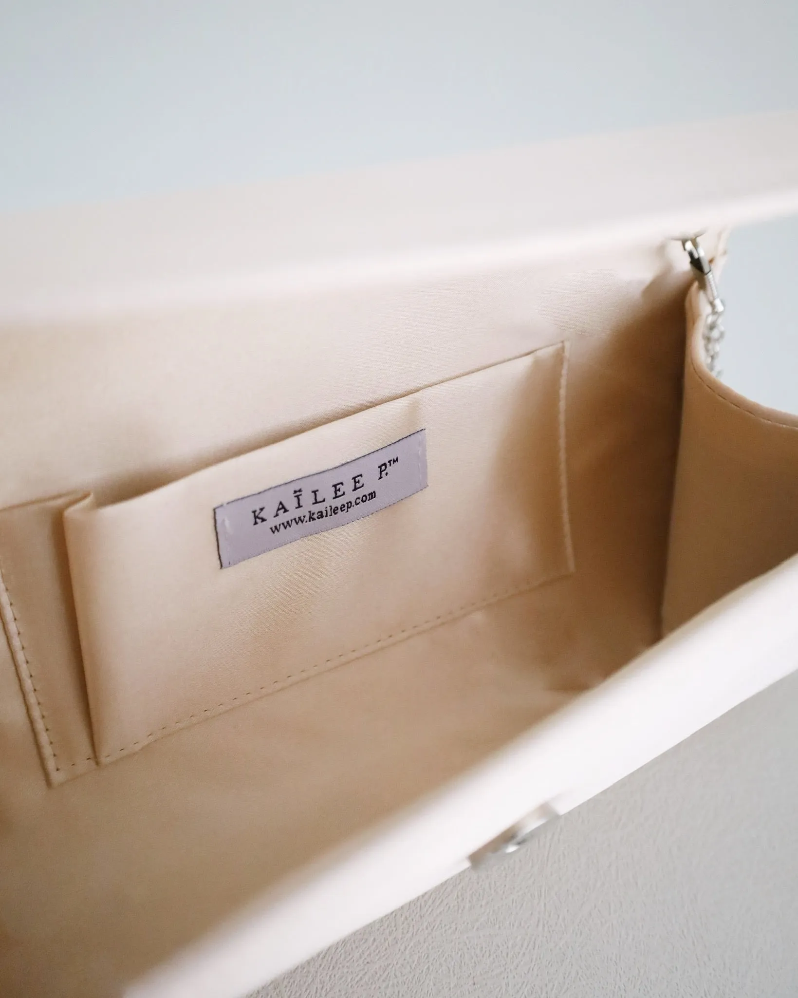 Satin Evening Clutch with Butterfly Brooch