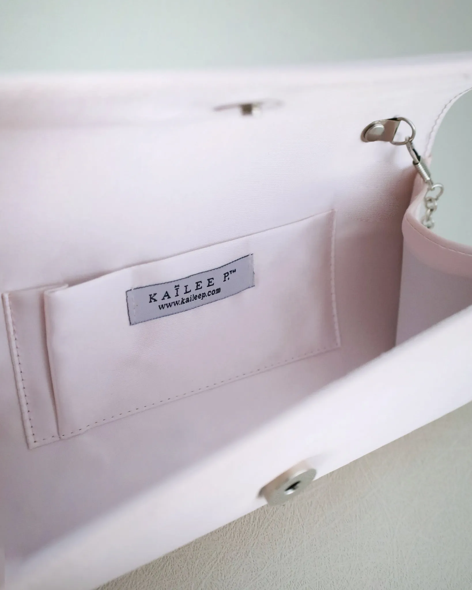 Satin Evening Clutch with Butterfly Brooch