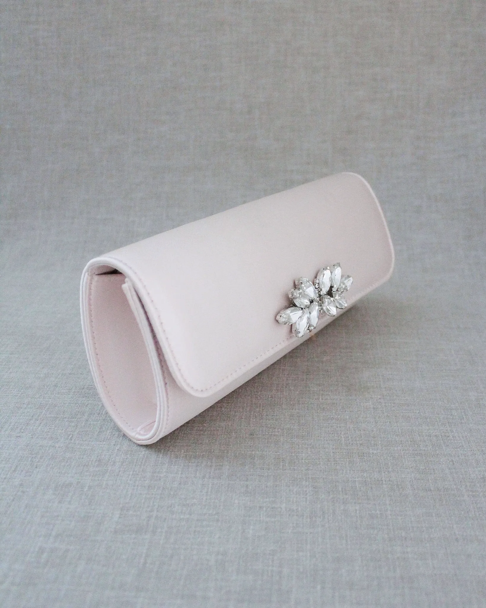 Satin Evening Clutch with Butterfly Brooch