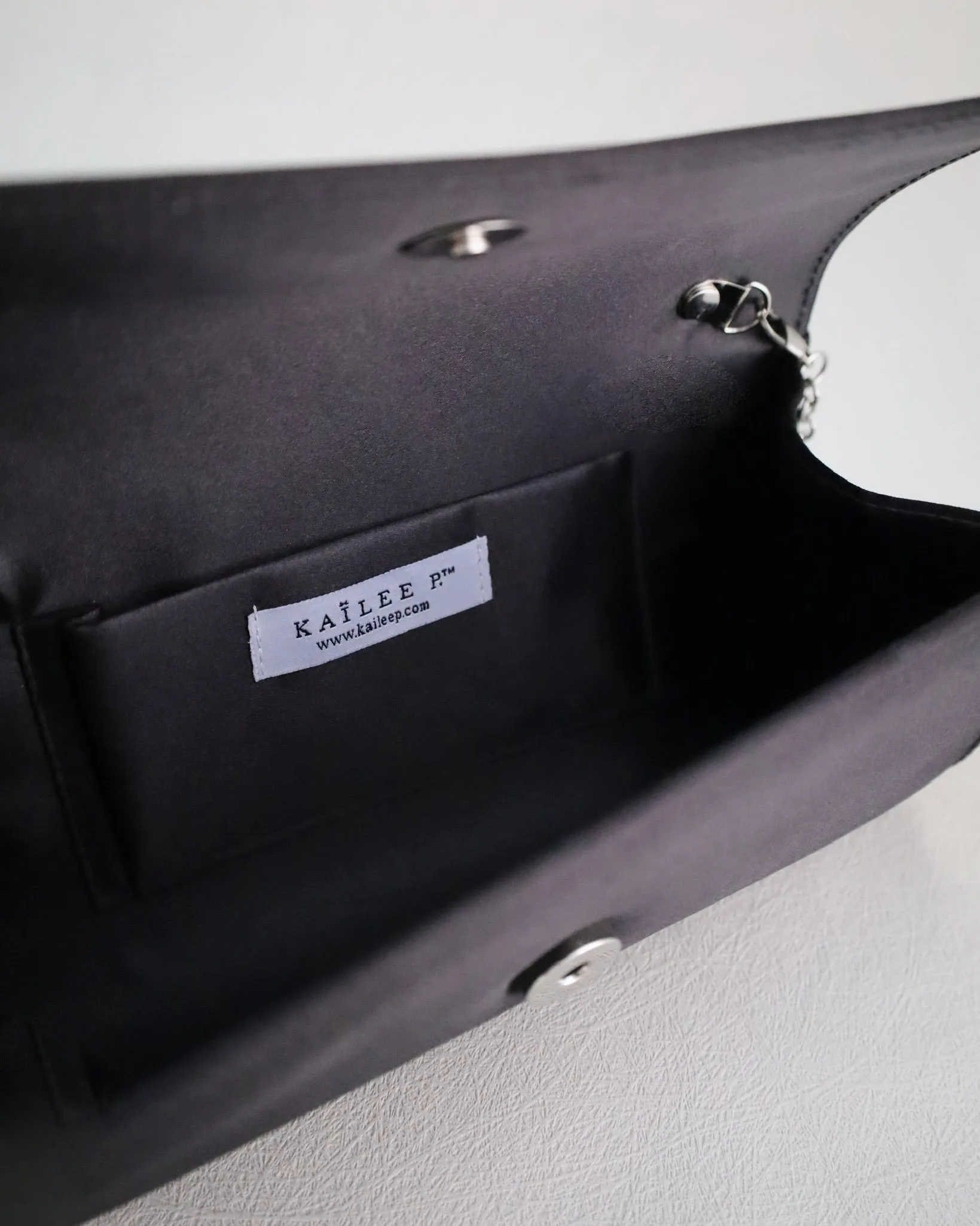 Satin Evening Clutch with Butterfly Brooch