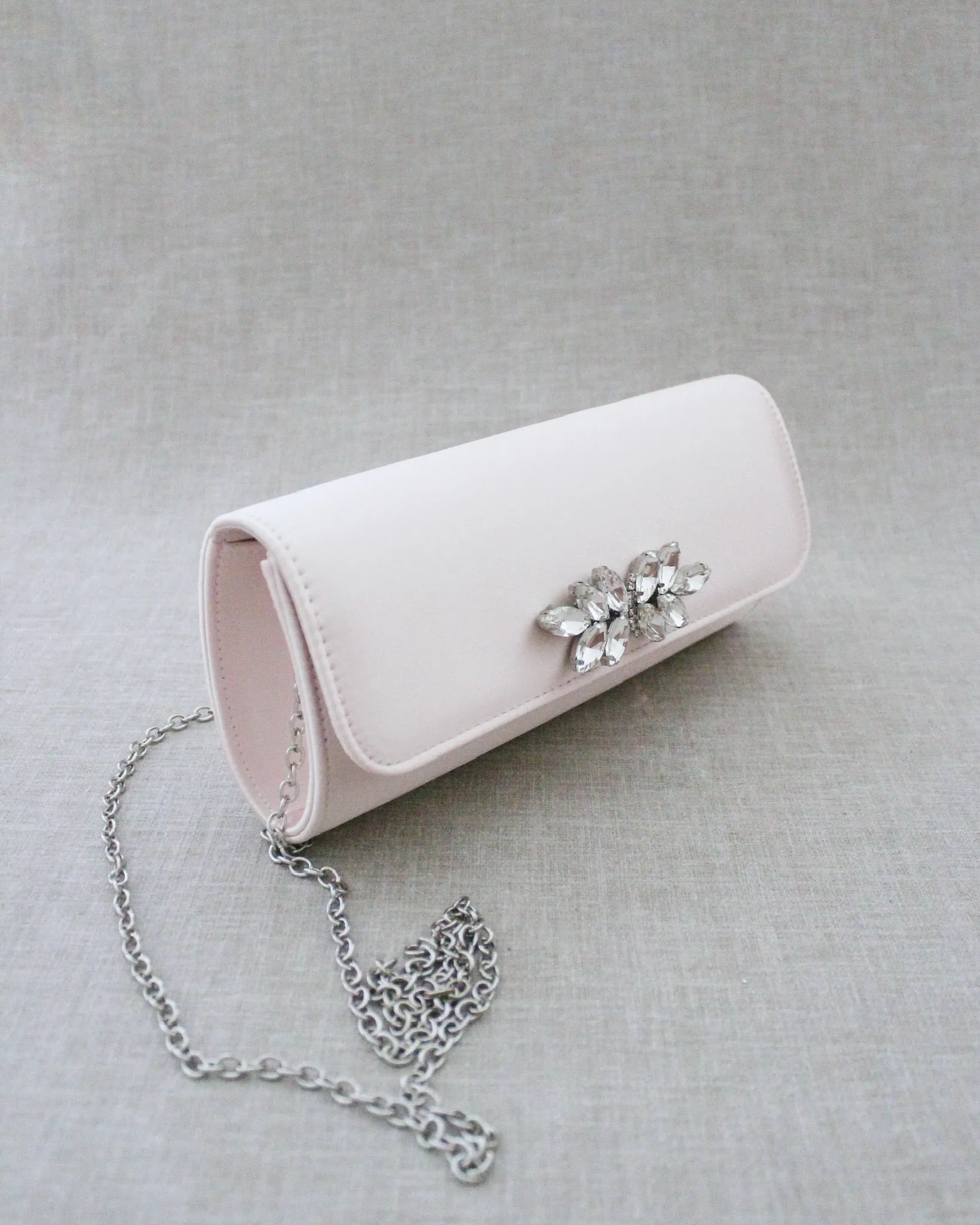 Satin Evening Clutch with Butterfly Brooch