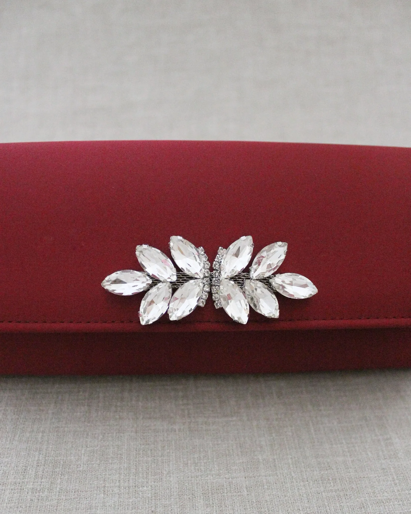 Satin Evening Clutch with Butterfly Brooch